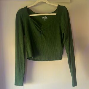 Green Hollister Cropped Long Sleeve